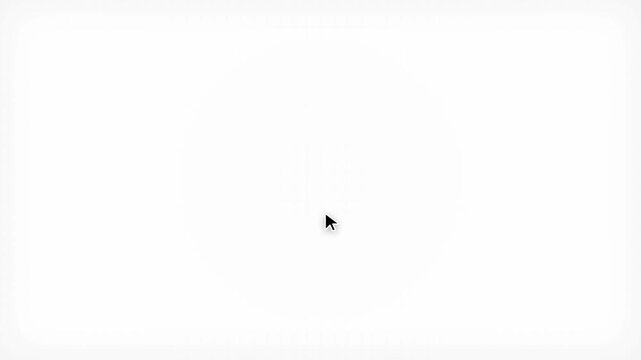 Minimalist white background with a single black computer cursor arrow in the center, representing digital navigation and simple user interface design for web mockups and technology presentations.