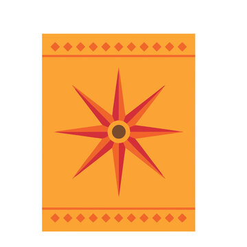 Geometric star motif with diamond borders on orange background