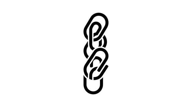 Interlinked metal chain links icon as a symbol of connection and strength for technical blueprints.