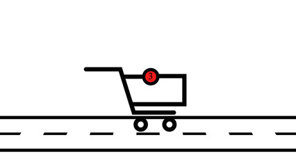 Minimal shopping cart icon displays active purchase notification alert. Clear shopping cart icon manages checkout. Modern shopping cart icon for ecommerce apps. © Surjomukhi