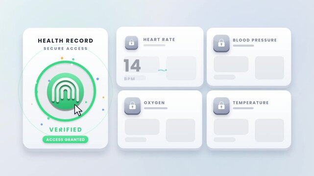 Digital health record access concept for electronic patient data management and secure medical history sharing animation
