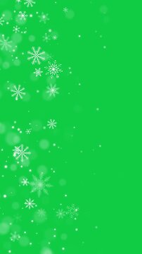 christmas snowflakes and shiny glitter stars pattern green screen animation,chroma key christmas and new year holiday vertical social media isolated motion design element