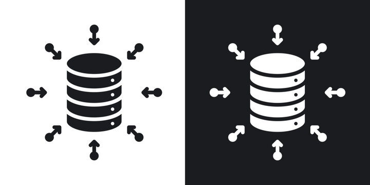 Data aggregation icon flat outline in black