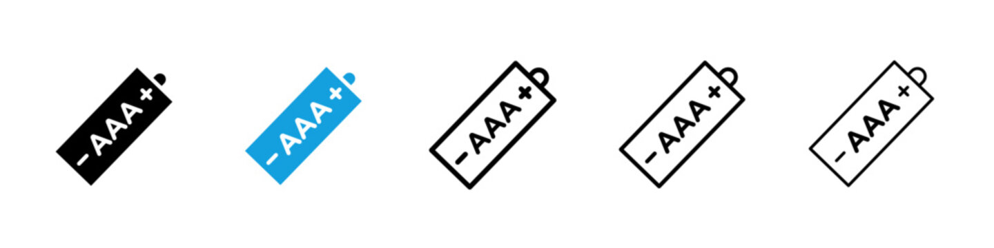 AAA battery icon flat outline in black