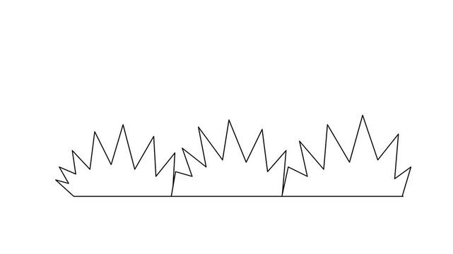 Minimalist black line outline animation of swaying grass bushes on a white background. Great for clean modern nature animations and overlays.