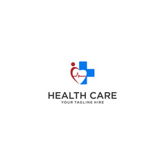 Fototapeta premium Health Care Logo with Heart and Cross Symbol.