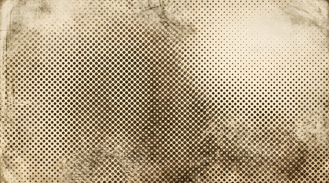 Distressed grunge background with vintage halftone dot pattern and aged texture aged paper textured background dots pattern brown background retro texture worn surface faded pattern sepia tone