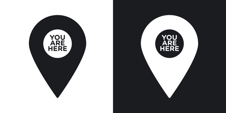 You are here icon flat outline in black