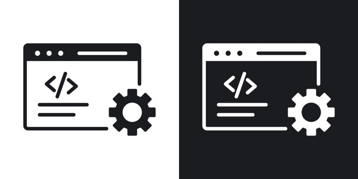 Web development icon flat outline in black