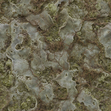 Seamless Alien Planet Terrain Texture 4K, Extraterrestrial Sci-Fi Ground Surface Background