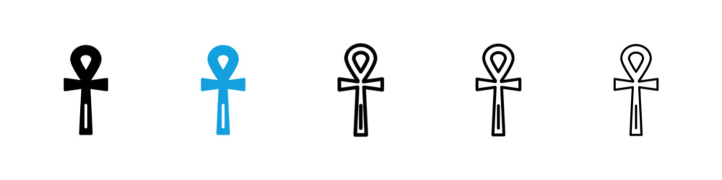 Ankh icon flat outline in black