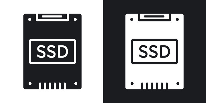 SSD drive icon flat outline in black