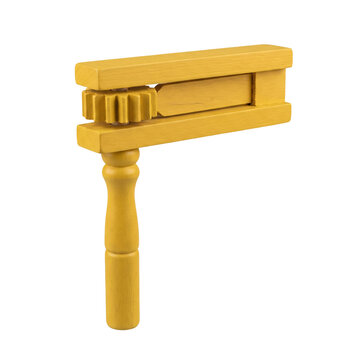 Yellow noisemaker for New Year party, isolated on transparent background