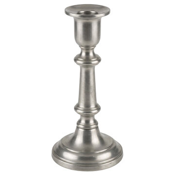 Pewter candlestick for festive table decor, isolated on transparent background