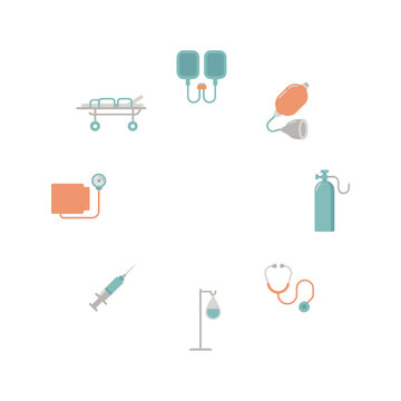 Resuscitation equipment laid out across the frame