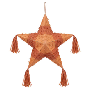 Orange pinata for party decoration, isolated on transparent background