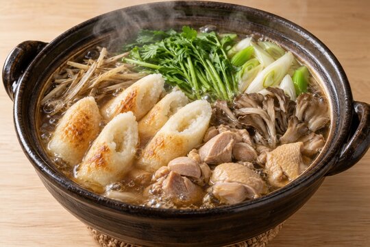 焼ききりたんぽと鶏肉と舞茸とごぼうの鍋