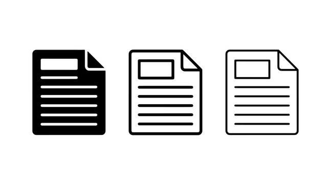 Document file icon in solid and outline vector for business and web
