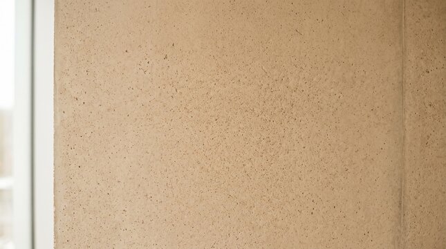 Close up of textured beige brick wall with subtle pink undertones