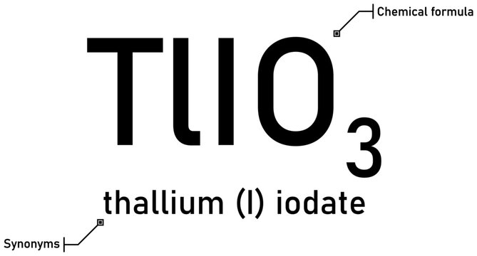 Thallium (I) iodate chemical formula with callout titles