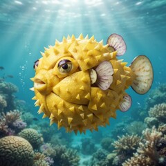 Naklejka premium Fish Made With pineapple 
