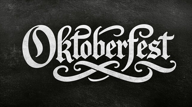 Oktoberfest Calligraphy Text on Black Chalkboard Background