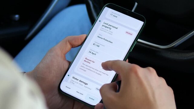 A user reviews multiple insurance cases and expands a declined property claim, highlighting digital claims transparency, coverage disputes and the growing demand for clear insurer decisions.