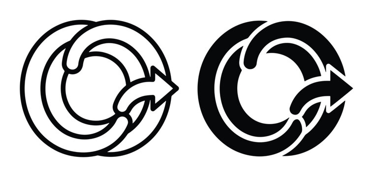 Circular arrow icon set for refresh or repeat process, cycle and loop