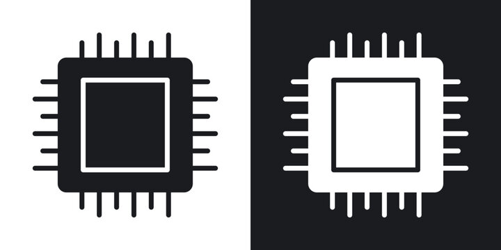 CPU icon flat outline in black