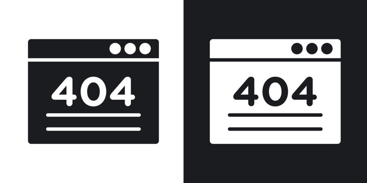 404 error icon flat outline in black