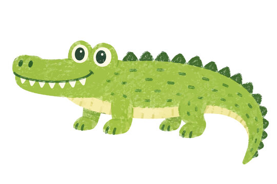Cute Green Crocodile Cartoon Illustration