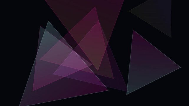 Floating semitransparent triangles create a dark abstract geometric background