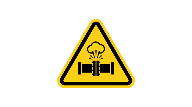 Warning pipe leak hazard sign vector illustration isolated on white background