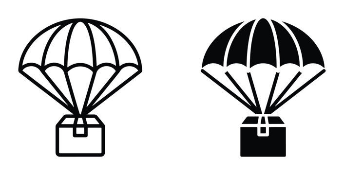 Delivery parachute icon, solid and outline for app