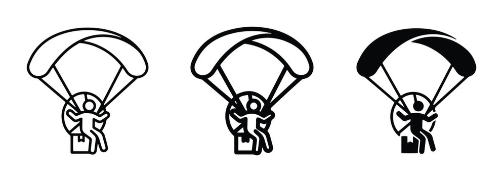 Paraglider delivery icon, solid, glyph for transport
