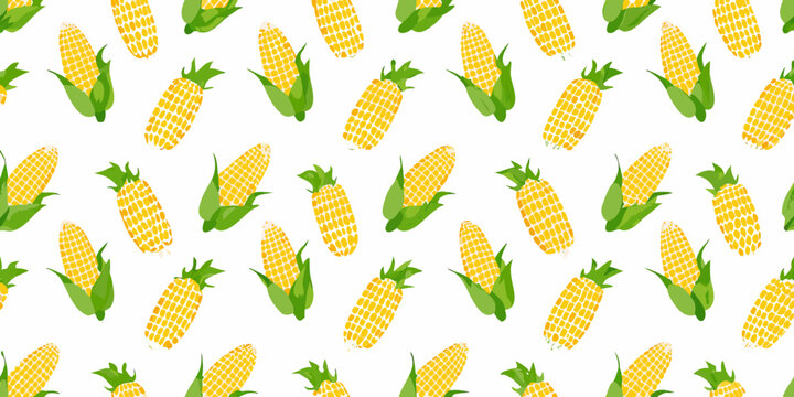Corn Pattern A Seamless Repeating Vector Illustration On White Background