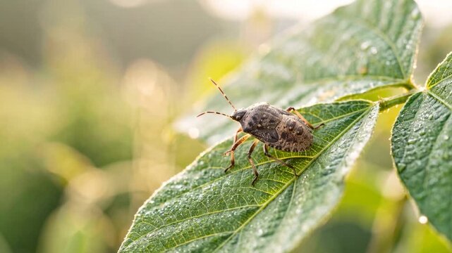 kudzu bug close up at morning light in georgia usa woodland habitat video