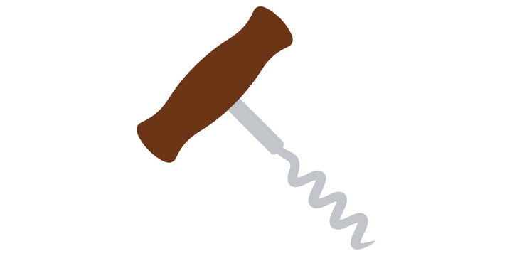 Brown corkscrew tool icon isolated for wine opening usage showing classic spiral mechanism for beverage service.