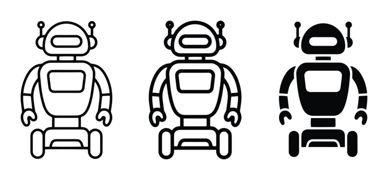 Robot icon glyph and outline for app and web