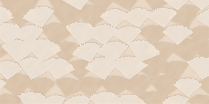 Abstract fan pattern with layered beige paper shapes for elegant interior design decoration and wall background art.