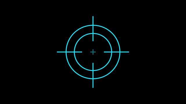 Target icon animation. Military training, Military target icon animation. sniper target, bullseye, hunting, target audience concept. Crosshair, gun aim, sniper target on black background. 4k