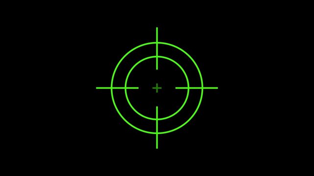 Target icon animation. Military training, Military target icon animation. sniper target, bullseye, hunting, target audience concept. Crosshair, gun aim, sniper target on black background. 4k