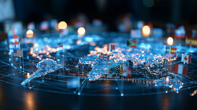 United Nations Day background with global map, interconnected countries, international flags, diverse cultural symbols, October 24 celebration, global cooperation, diplomacy,