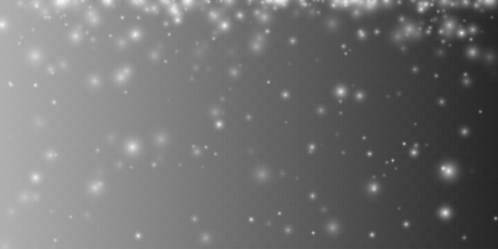Falling glowing particles and sparkles background. Abstract light dust overlay. Vector illustration
