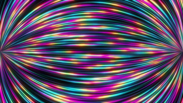 Bright rainbow gradient pulses through dense flowing lines in a seamless loop. Dynamic abstract video background for presentations, events, and futuristic visuals.