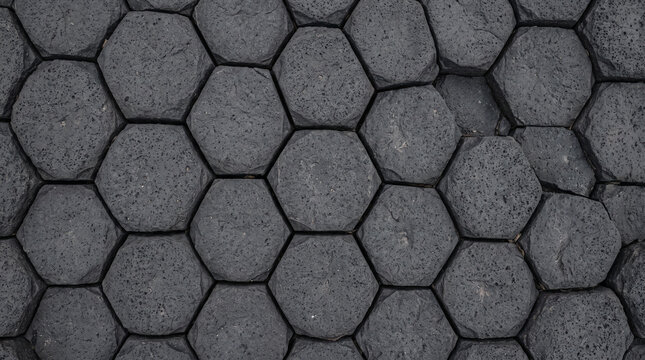 Hexagonal basalt stone natural formation