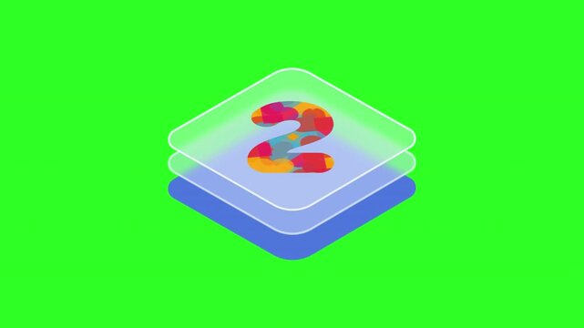 Abstract design featuring stacked translucent rhombuses with a colorful abstract pattern inside the top shape
