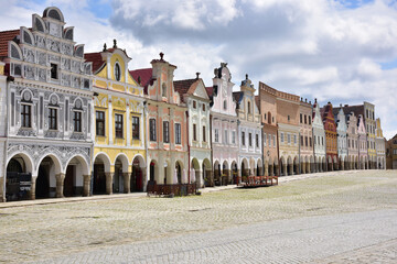Houses on Zacharias square from Hradec Telc. Historical buildings with rcades. UNESCO World Heritage Site © Radko