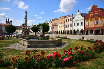 Houses on Zacharias square from Hradec Telc. Historical buildings with rcades. UNESCO World Heritage Site © Radko