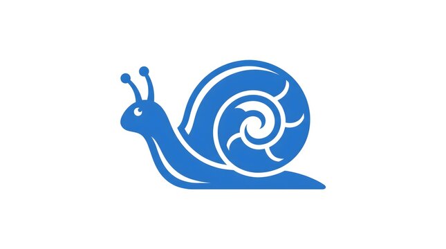  A simple blue vector illustration of a stylized cartoon snail with a spiral shell isolated on a white background.